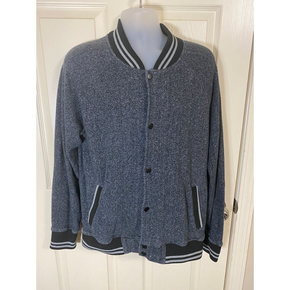 BKE Buckle Teller Sweater Jacket Men's Large Black Gray Snap with Pockets